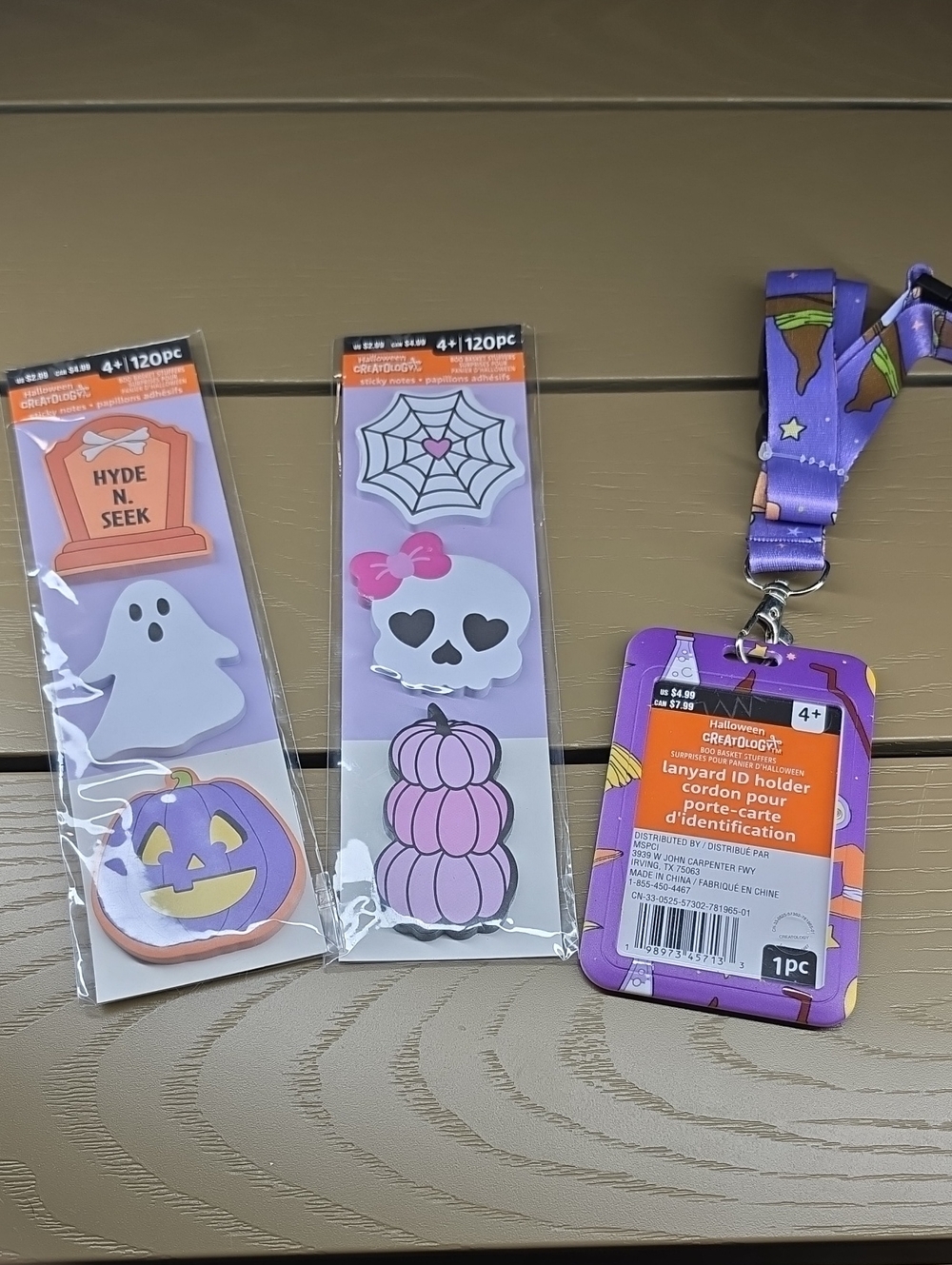 Halloween Sticky Notes and Lanyard ID Holder - Purple and Pink
